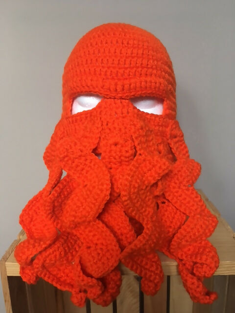 Crochet Octopus Ski Mask (Orange)