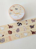 Yellow Gingham Friendly Cats Washi Tape