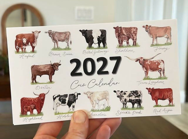 2027 Desk Calendar: Cows