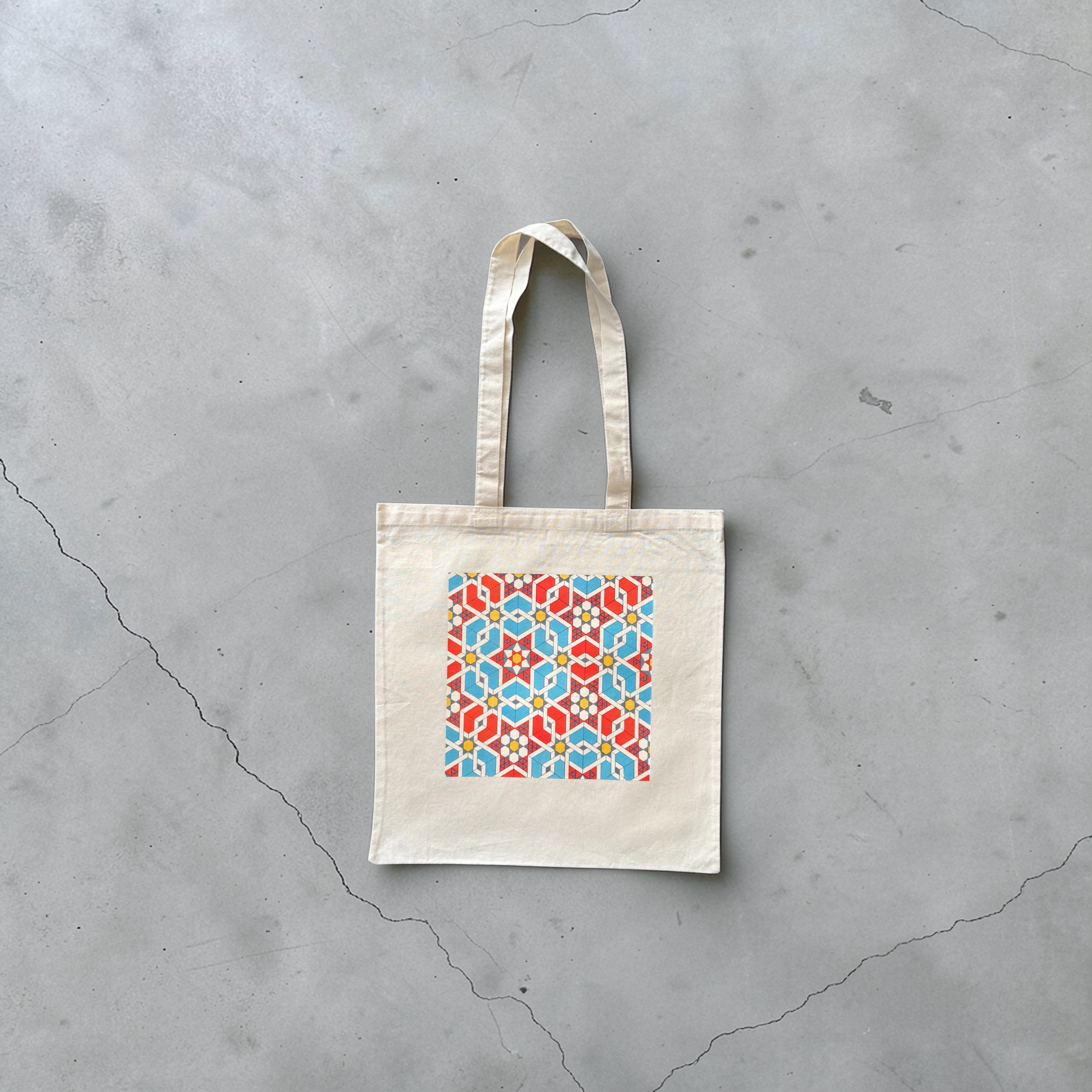 Colourful artisan print tote bag