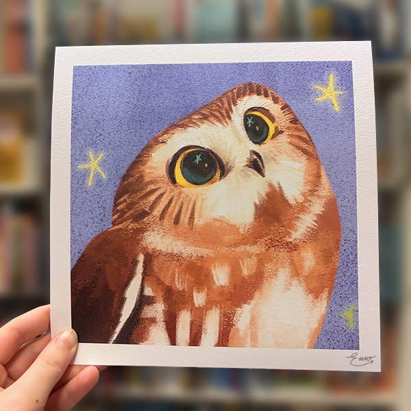 8x8 Inspired Starry Eyed Owl Print