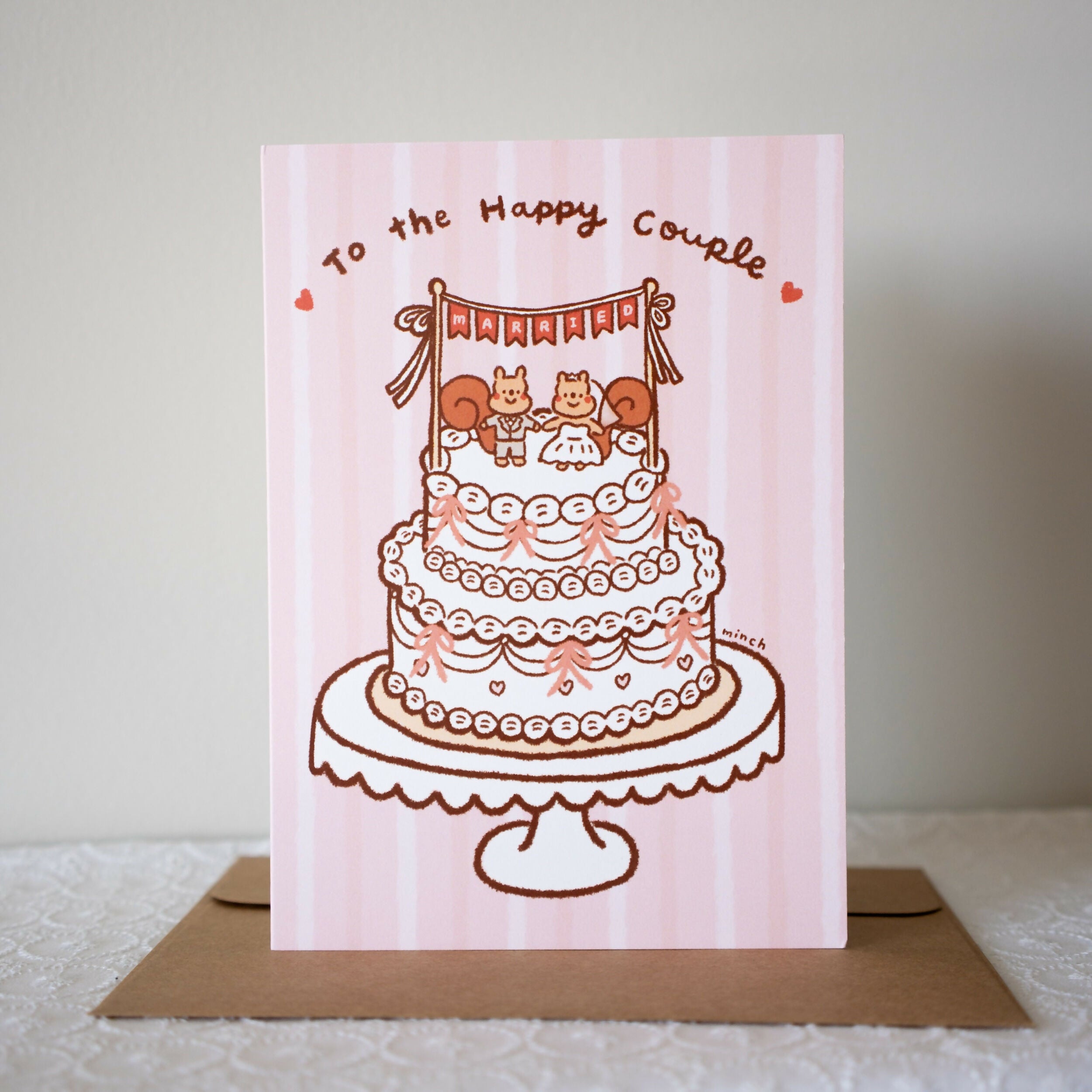 Happy Couple Squirrel Wedding Cake Greeting Card