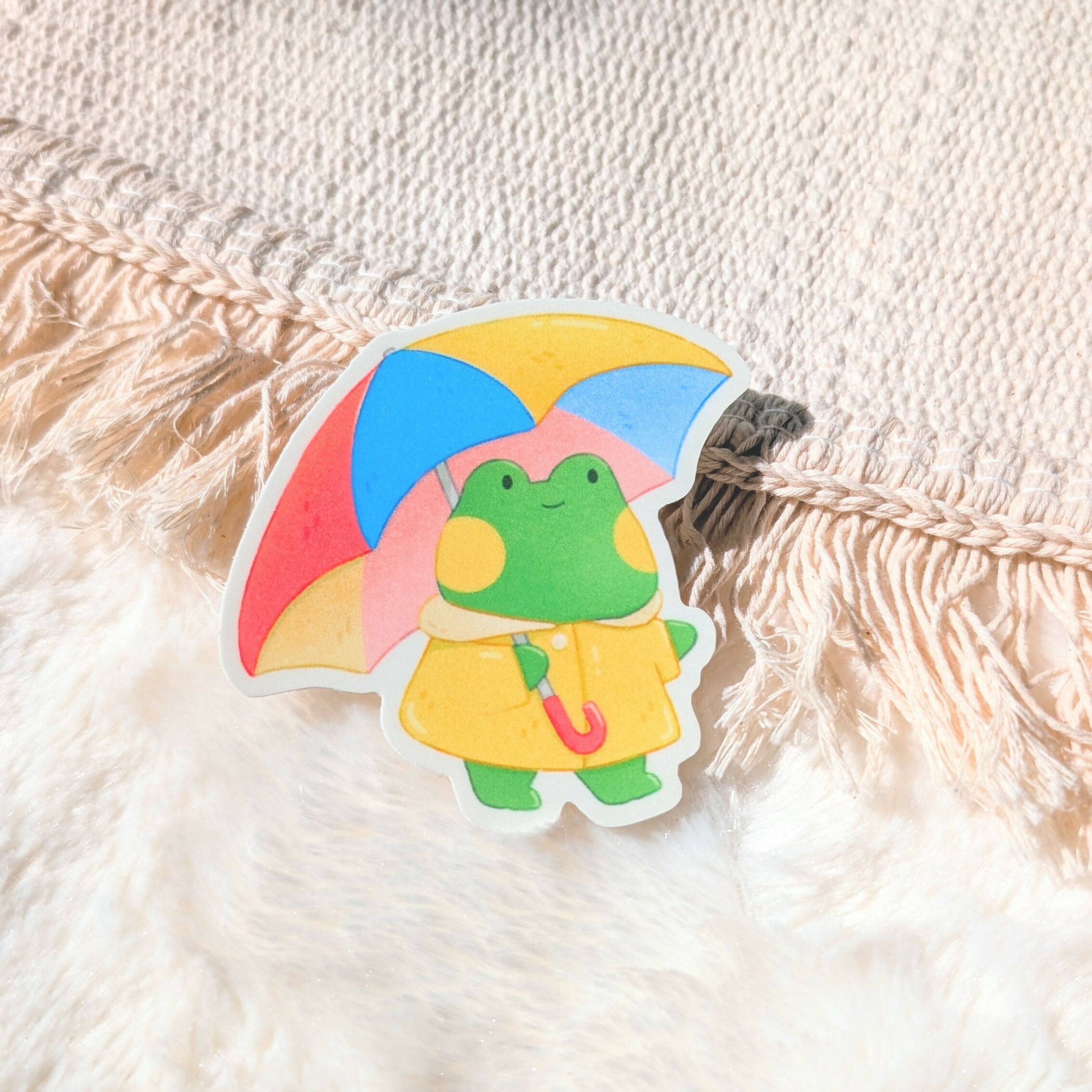 Rainy Day Frog Vinyl Sticker
