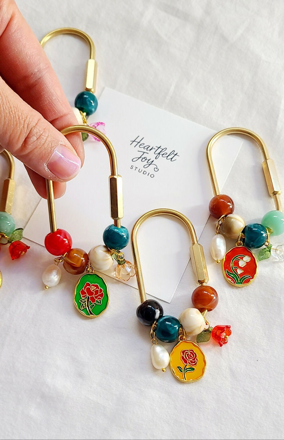 Floral Brass Screw Lock Bag Charm