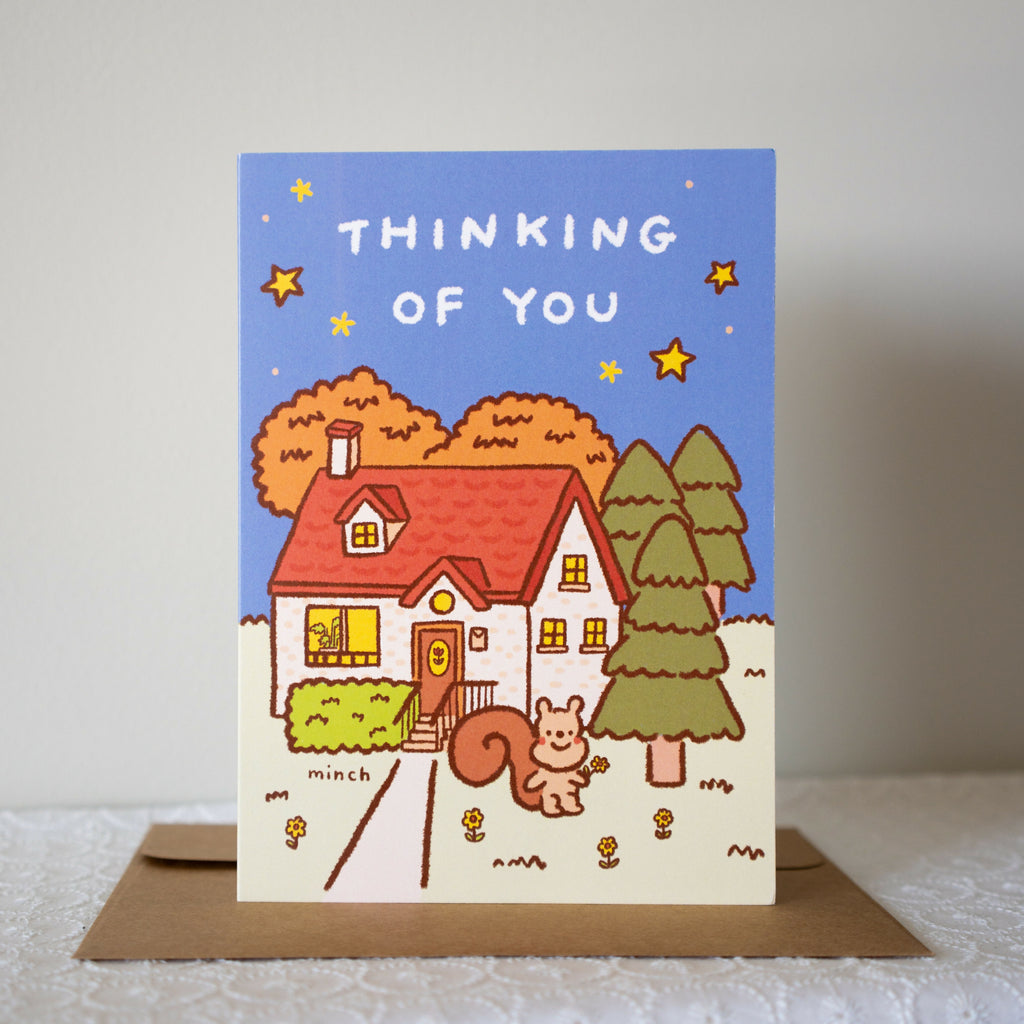 Thinking of You, Just Because, Every Day Squirrel with House Greeting Card