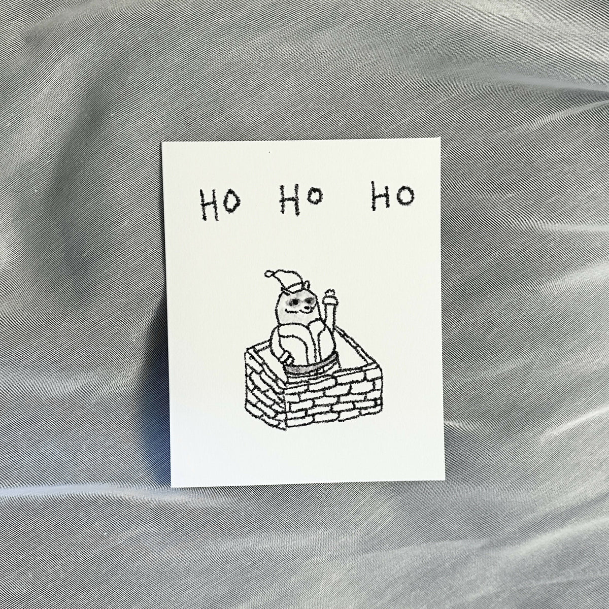 ho ho ho card - raccoon (black/white)