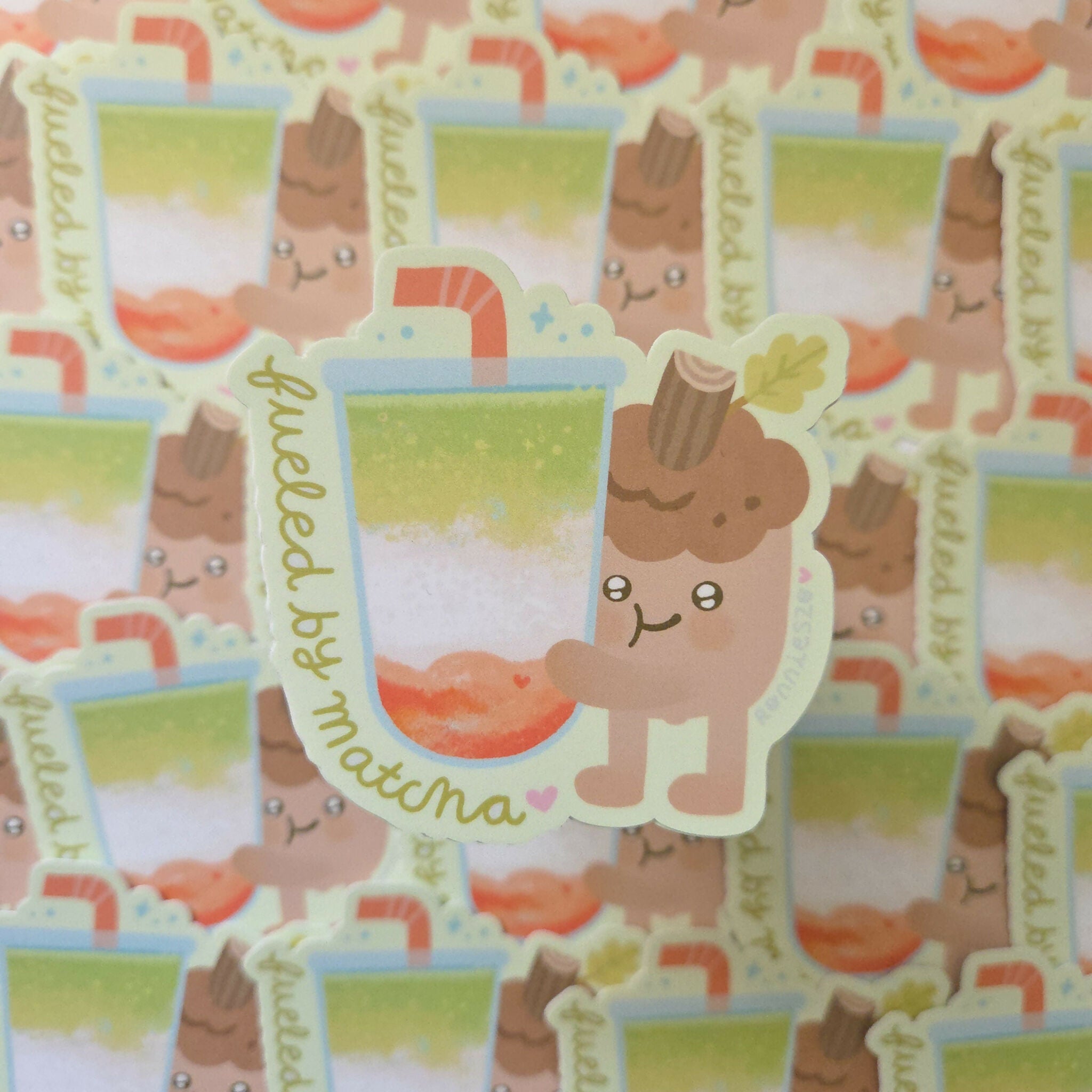 Strawberry Matcha Vinyl Sticker