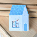 Blue Peekaboo House Greeting Card