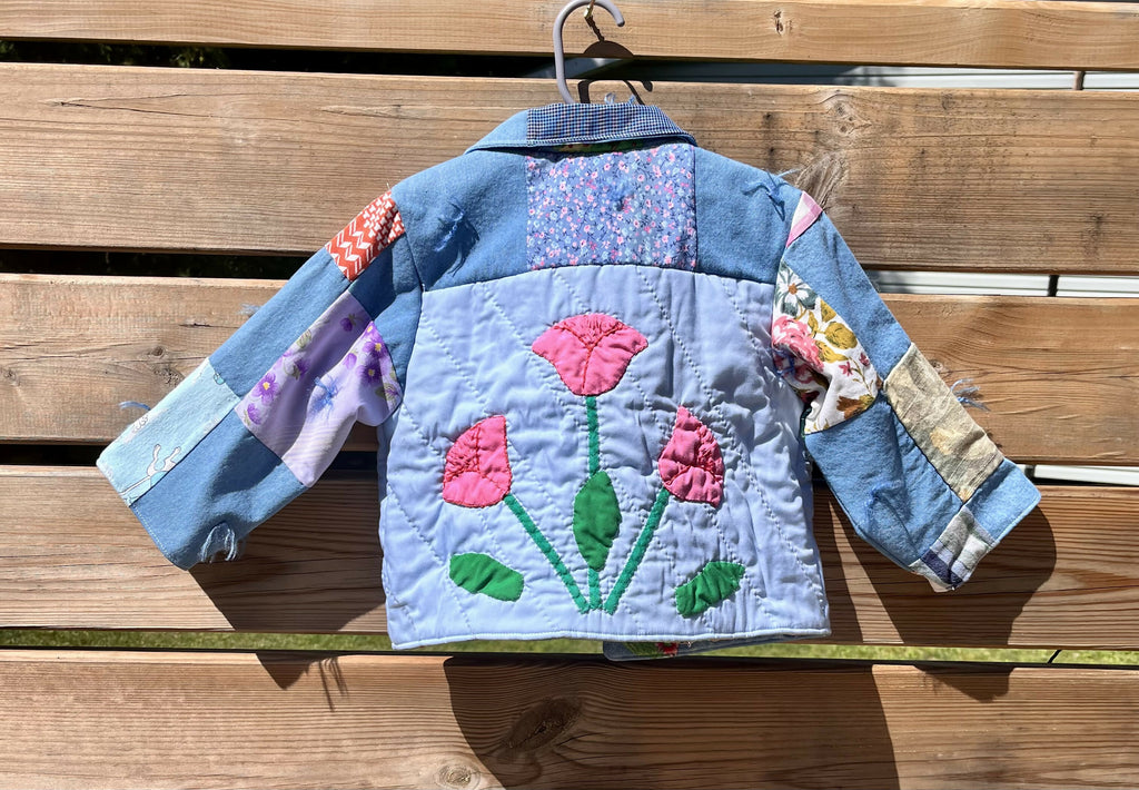 Blue Patchwork Storybook Kids Coat