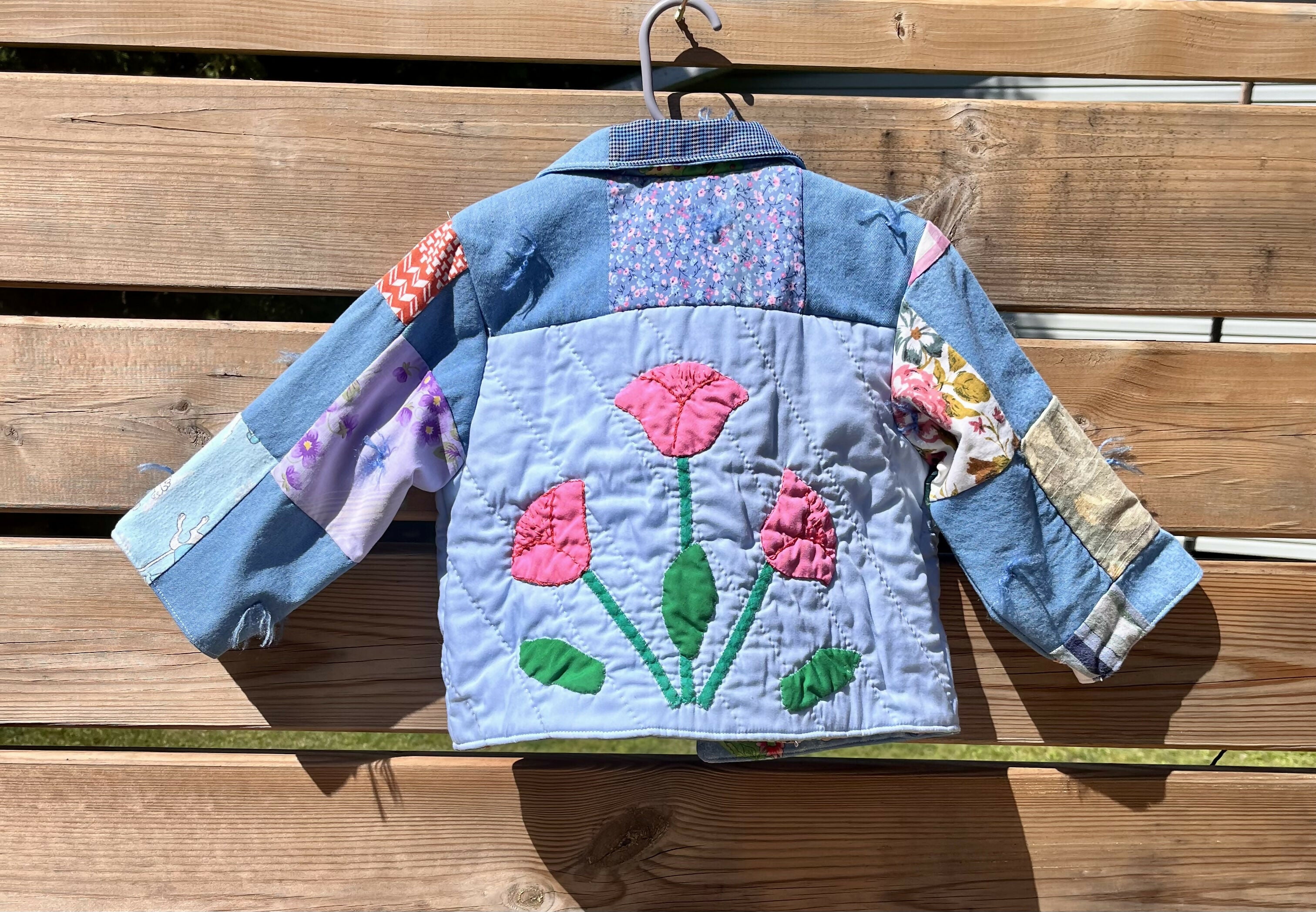 Blue Patchwork Storybook Kids Coat
