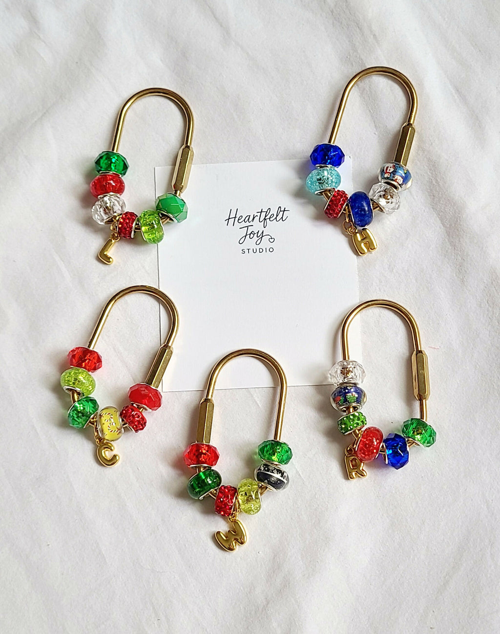 Christmas Initial Brass Screw Lock Bag Charms