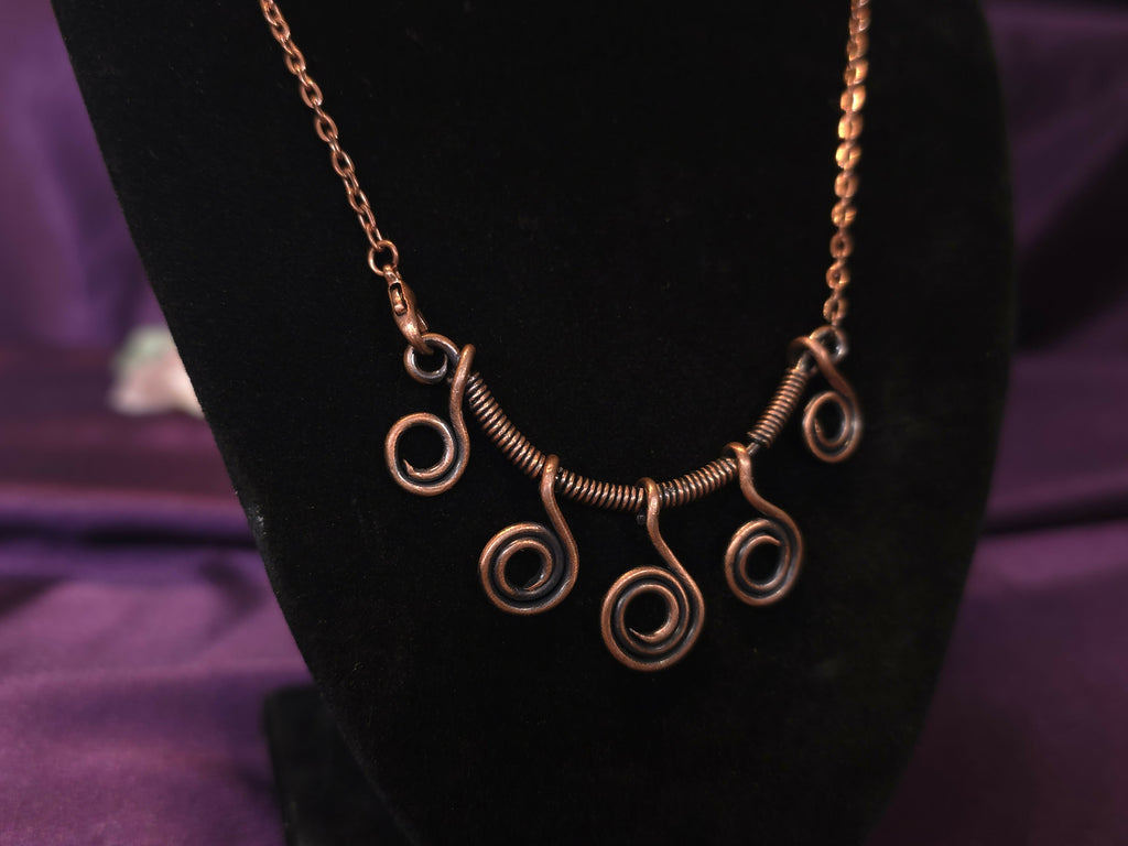 Copper Spiral Waves Necklace