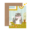 Grey Cat Greeting Card