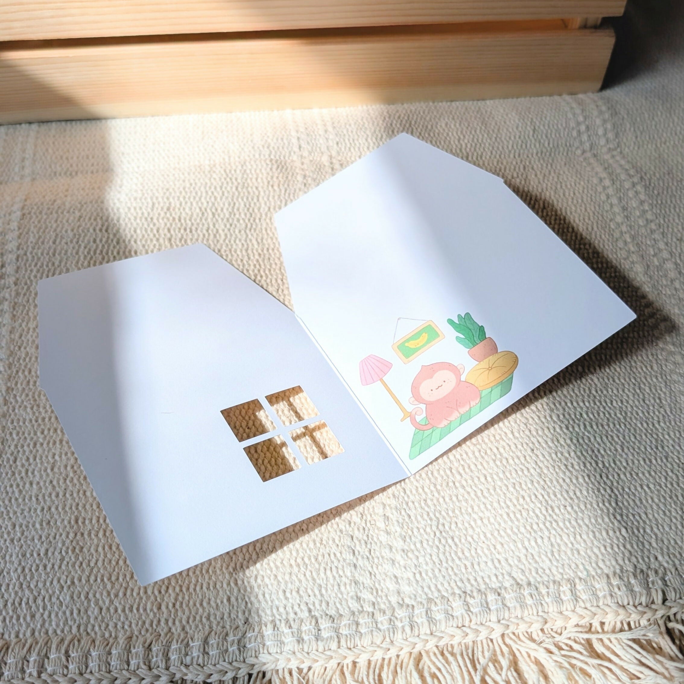 Yellow Peekaboo House Greeting Card