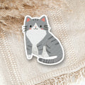 Light Grey Tuxedo Tabby Cat Vinyl Sticker