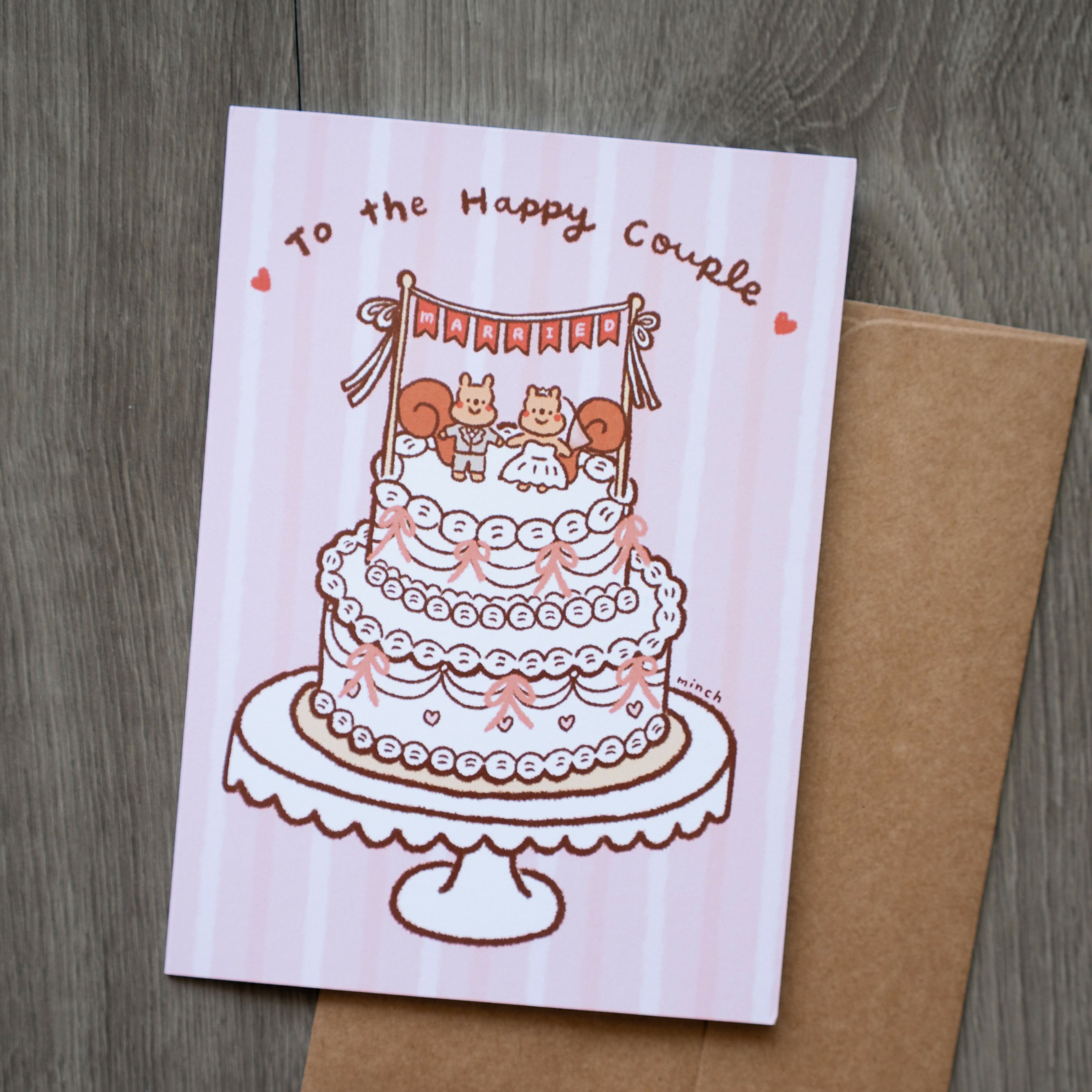 Happy Couple Squirrel Wedding Cake Greeting Card