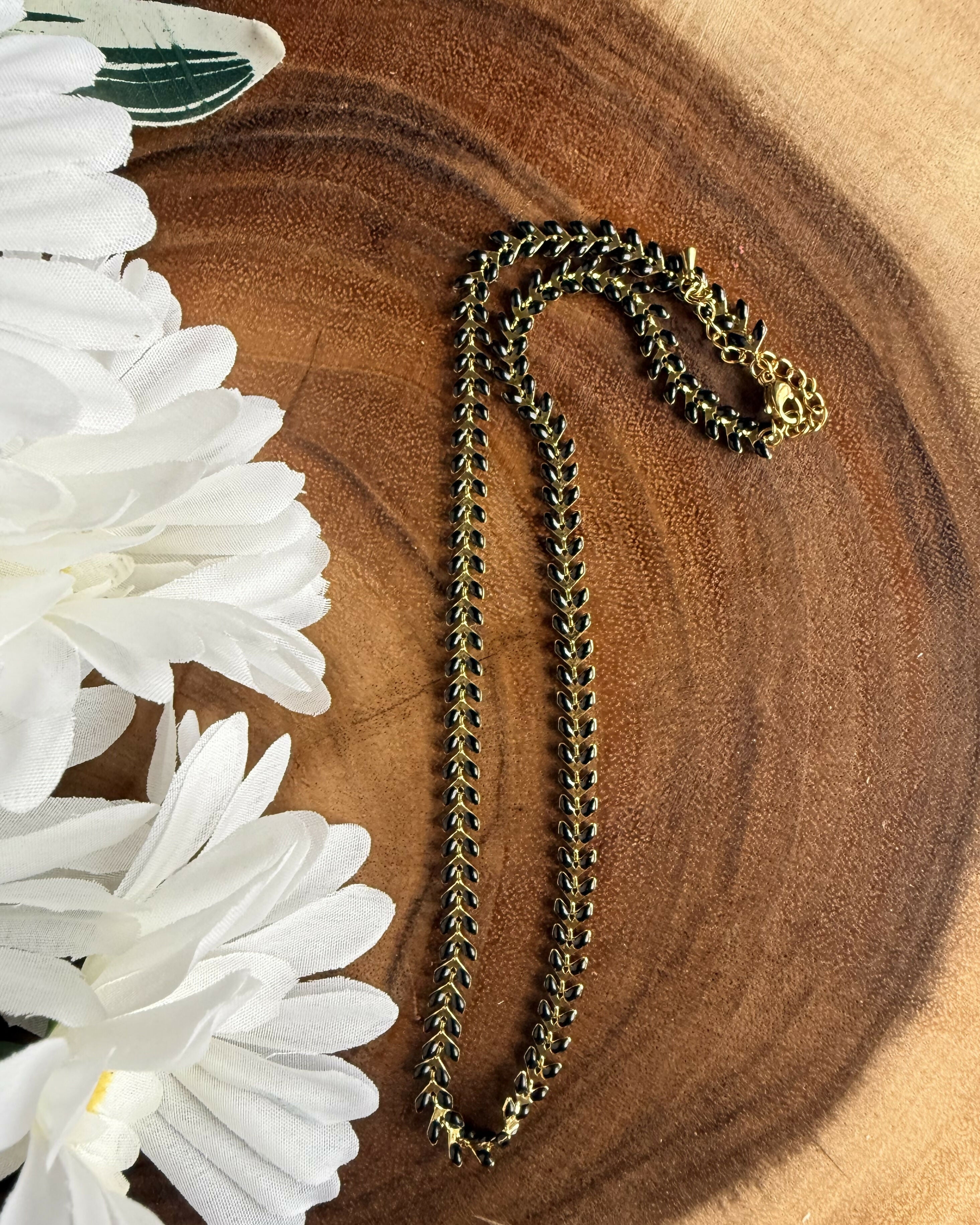 Black Fishbone Necklace