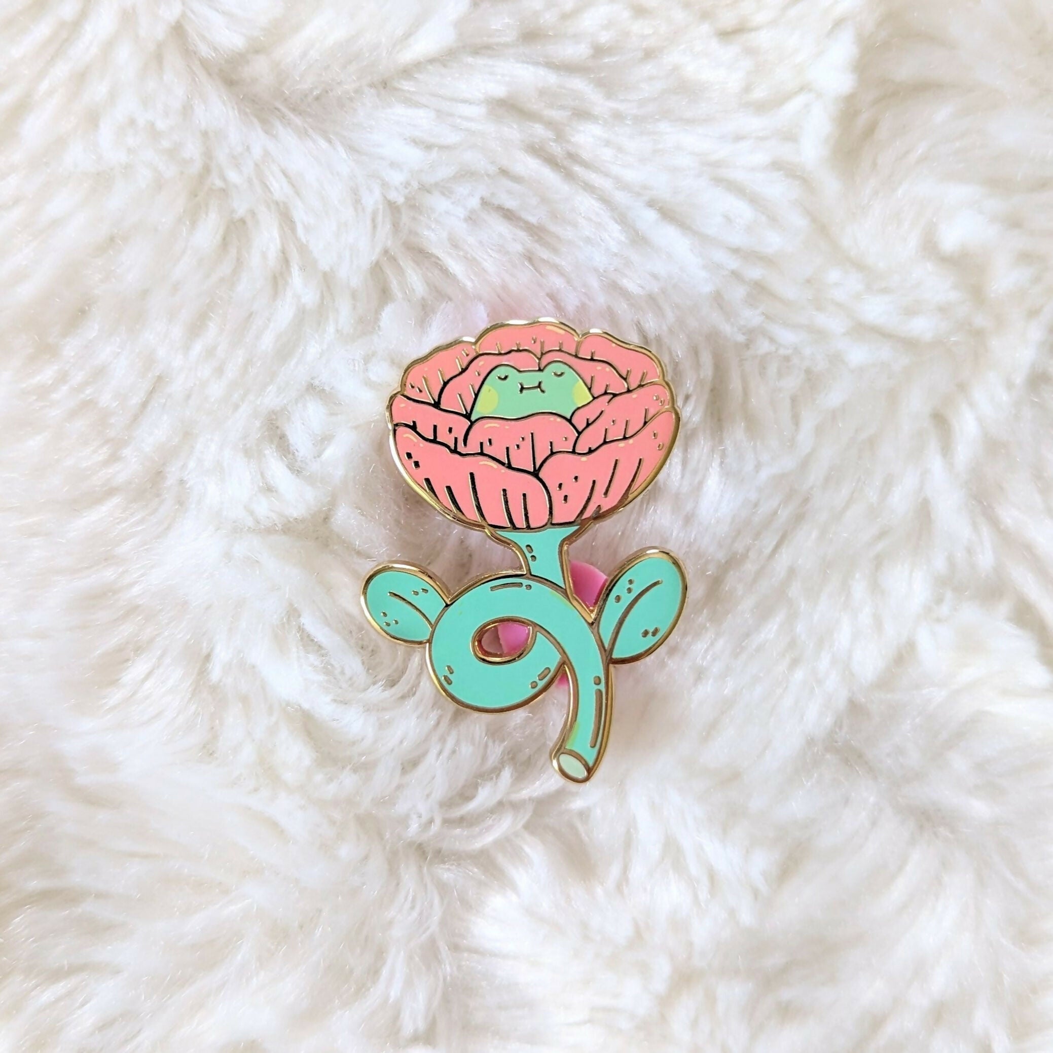 Flower Frog Enamel Pin