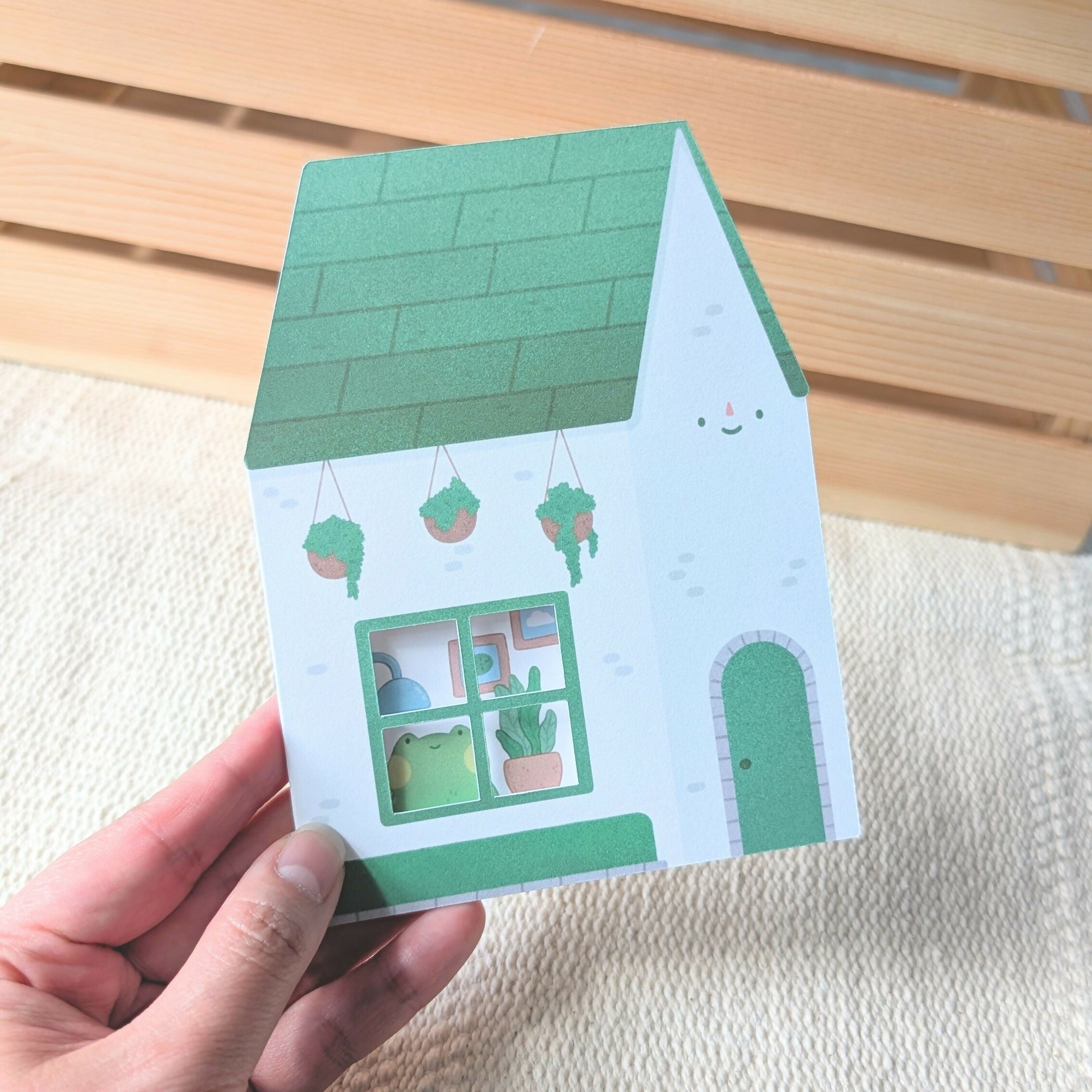 Green Peekaboo House Greeting Card