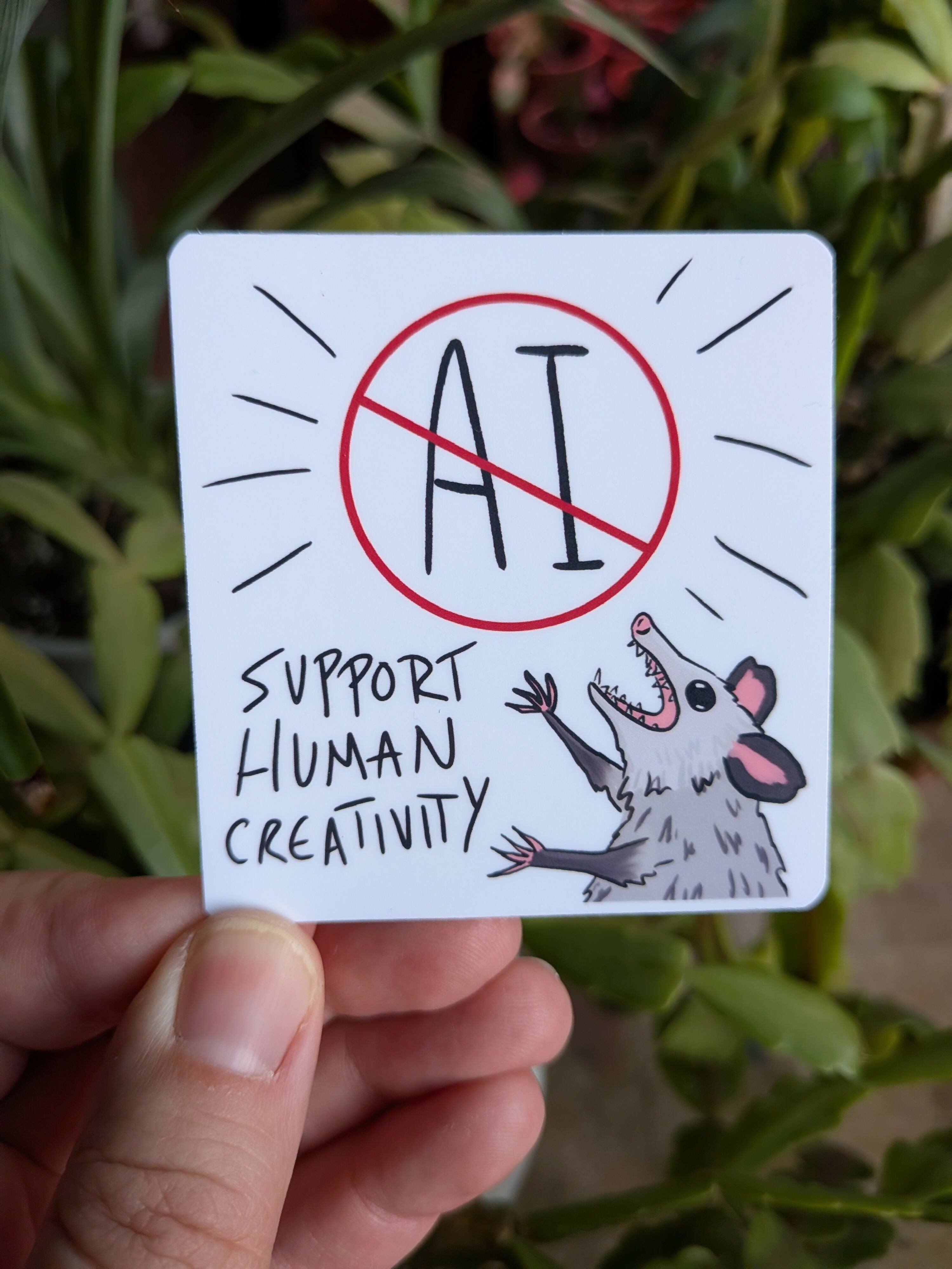 Opossum No AI Vinyl Sticker