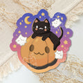 Black Cat & Ghosts Pumpkin Vinyl Sticker (Sunset)