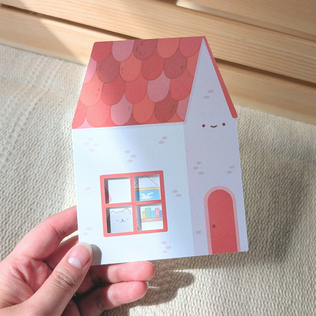 Red Peekaboo House Greeting Card